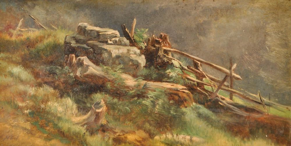 Paesaggio alpino con recinzione, Aussee, 1858